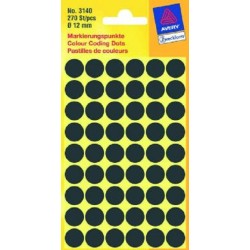 Etiket markering stippen zwart d12 mm 270 stippen per pak, bundel a 10 stuks