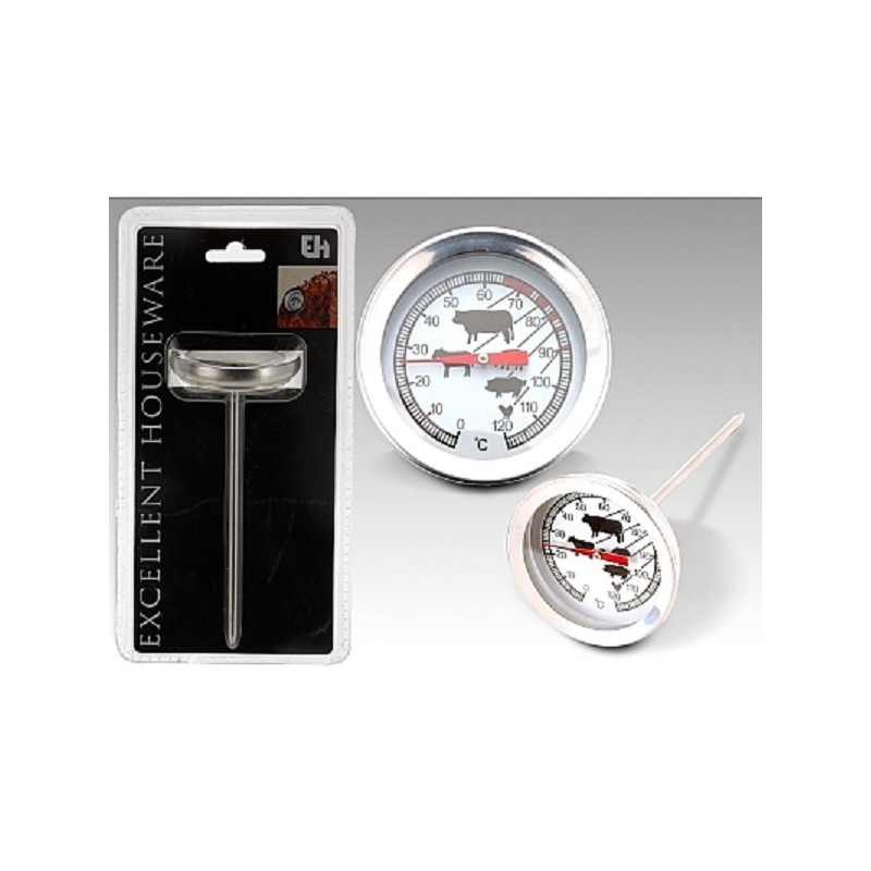 Excellent Houseware Thermomètre à viande analogique en acier inoxydable