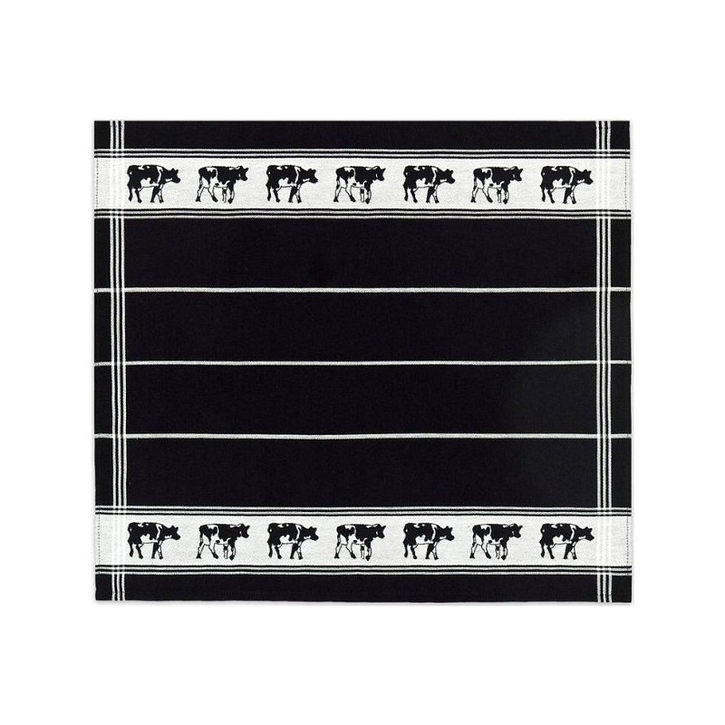 DDDDD Torchon vache noir/blanc 60x65cm 6 pièces