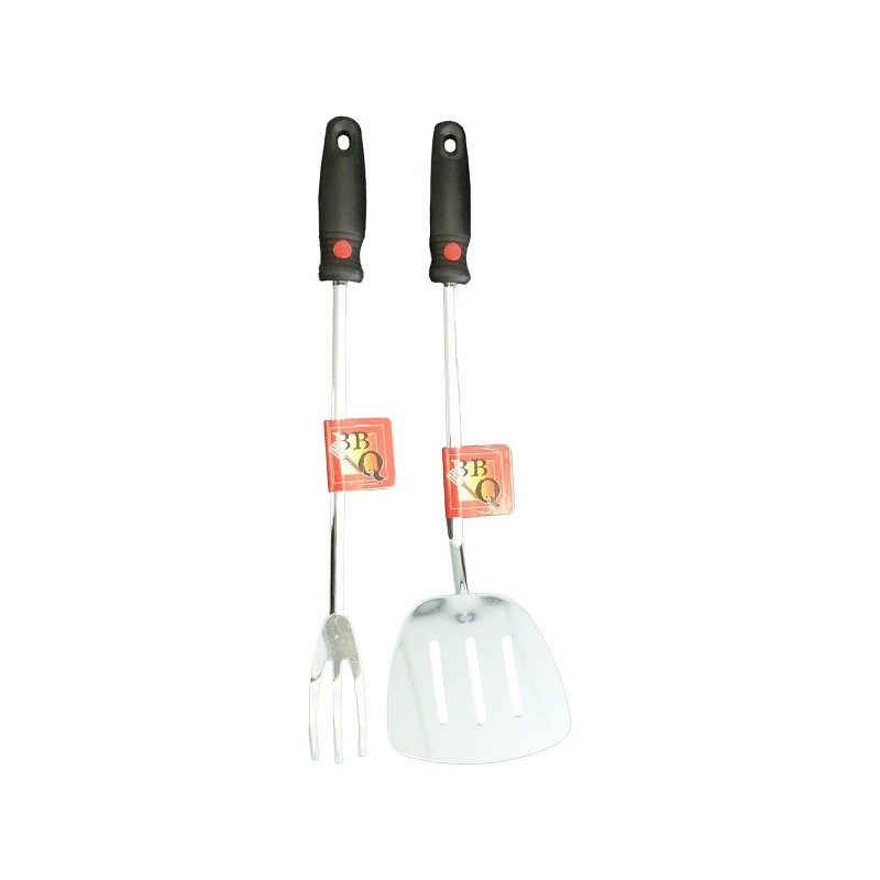 BBQ barbecuevork- en spatelset metaal 45cm