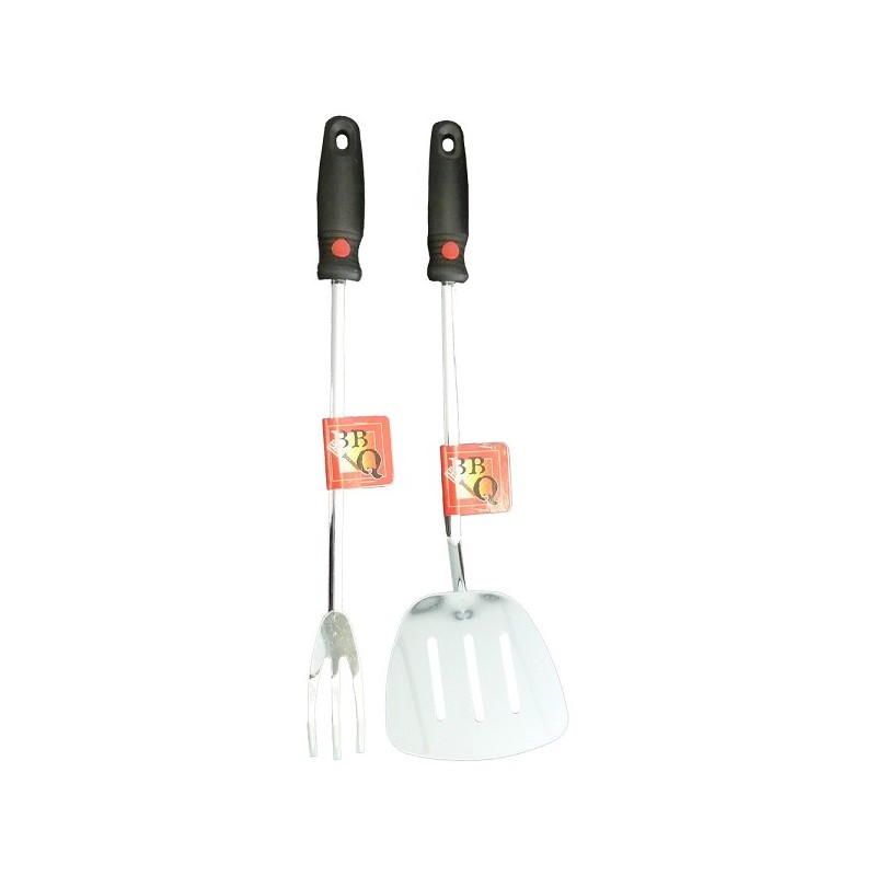 BBQ ensemble fourchette et spatule barbecue métal 45cm