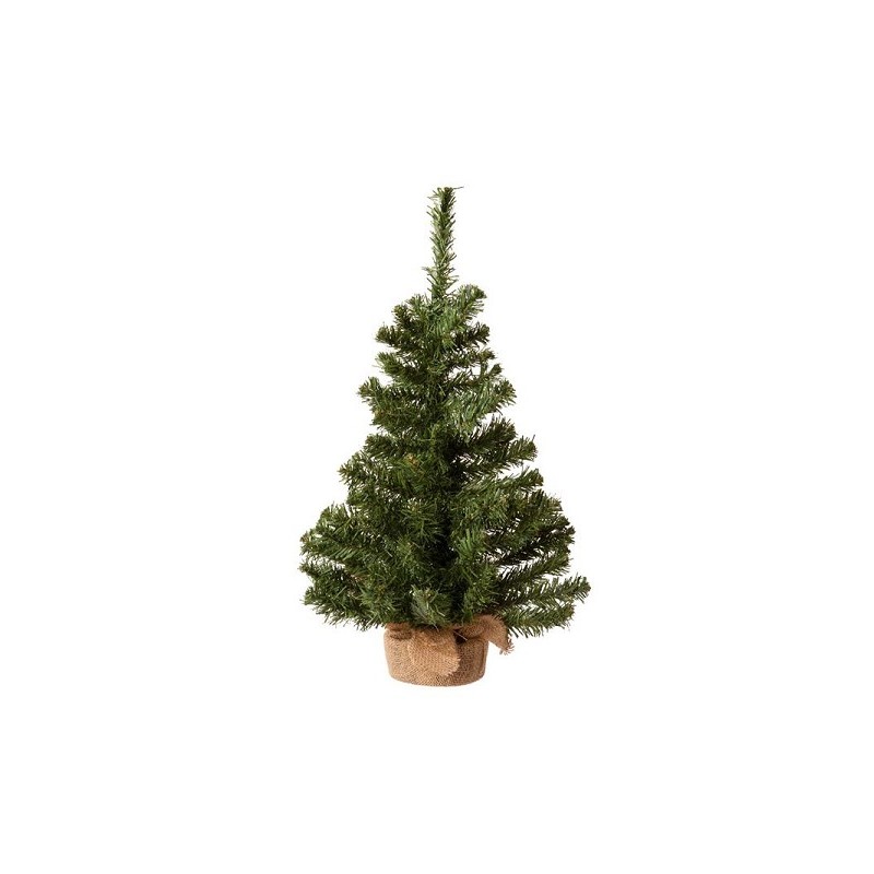 Everlands Mini sapin de Noël artificiel dans un sac de jute 60 cm vert