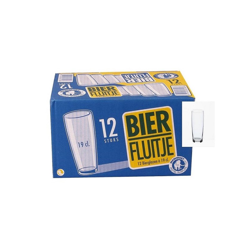 Mammoet Bierglas Budgetline fluitje 190ml set a 12 stuks