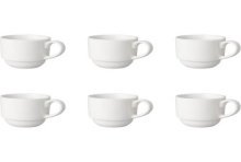 Mammoet Koffiekop breed 200ml porselein wit (set van 6) dia7,5x7cm