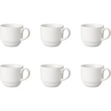 Mammoet Koffiekop breed 200ml porselein wit (set van 6) dia7,5x7cm