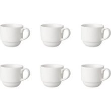 Mammoet Tasse à café large 200ml porcelaine blanche (lot de 6) dia7,5x7cm