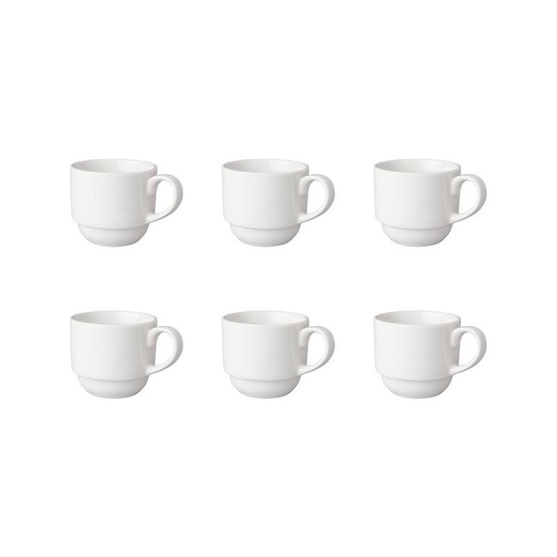 Mammoet Tasse à café large 200ml porcelaine blanche (lot de 6) dia7,5x7cm
