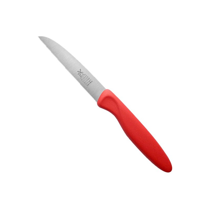 Couteau d'office Couteau de moulin en inox avec manche en plastique rouge