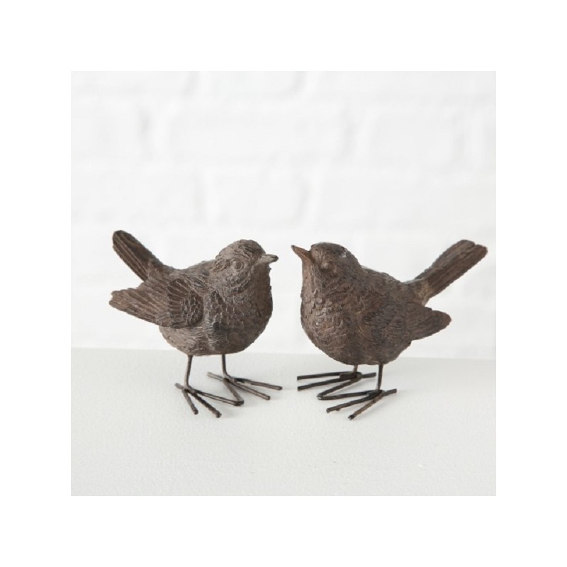Boltze Home Figurine oiseau Spatz H6cm résine synthétique marron