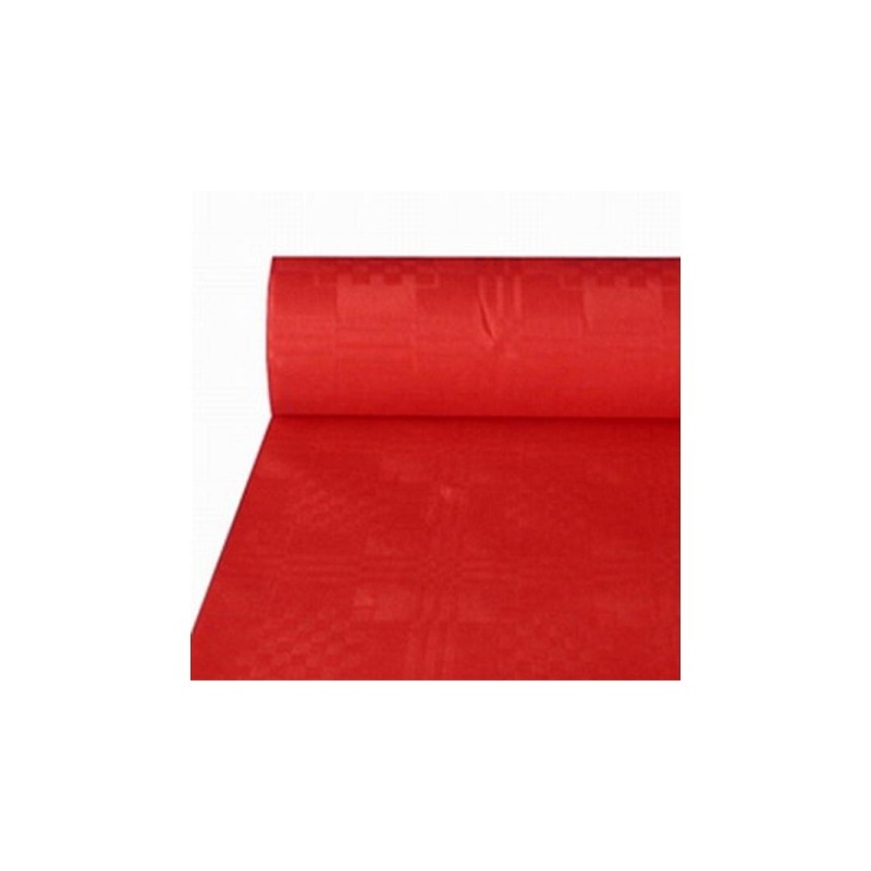 Nappe damassé papier ROL 118cmx8m rouge