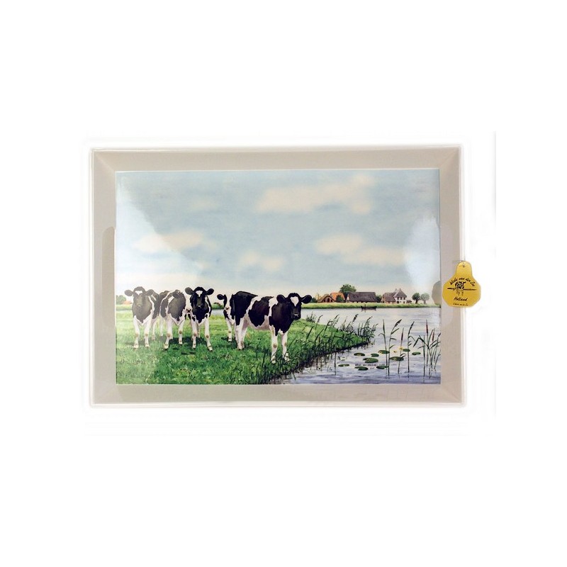 Wiebe van der Zee Plateau Vaches au bord de l'eau 41 x 29 cm mélamine