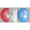 Globos zak 50 ballons voetbal rood/wit/blauw