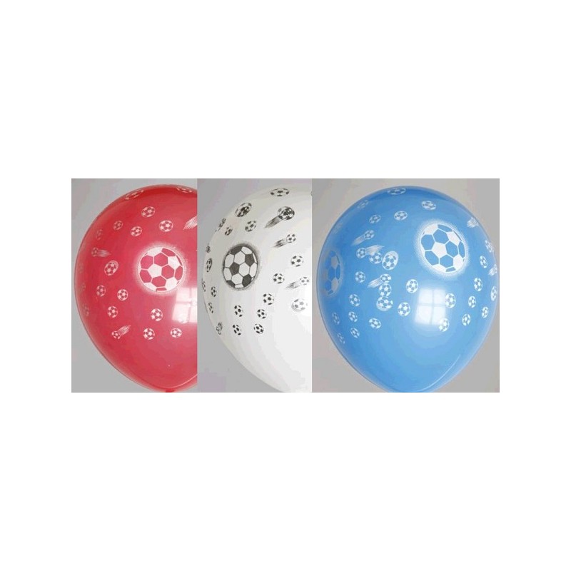 Globos zak 50 ballons voetbal rood/wit/blauw