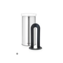 Brabantia boîte de rangement Senseo acier mat anti-empreintes digitales couvercle transparent dia.8,5x17cm