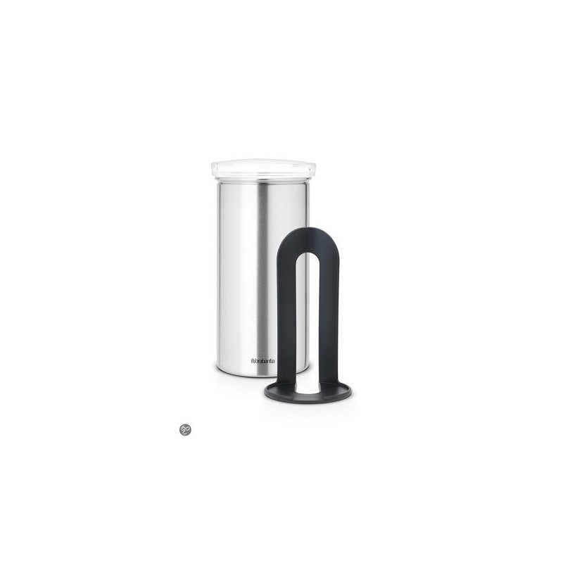 Brabantia voorraadbus Senseo mat steel finger print proof transparante deksel dia.8,5x17cm