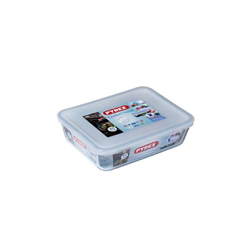 Pyrex COOK&FREEZE schotel rechthoek glas met kunststof deksel 1.5L