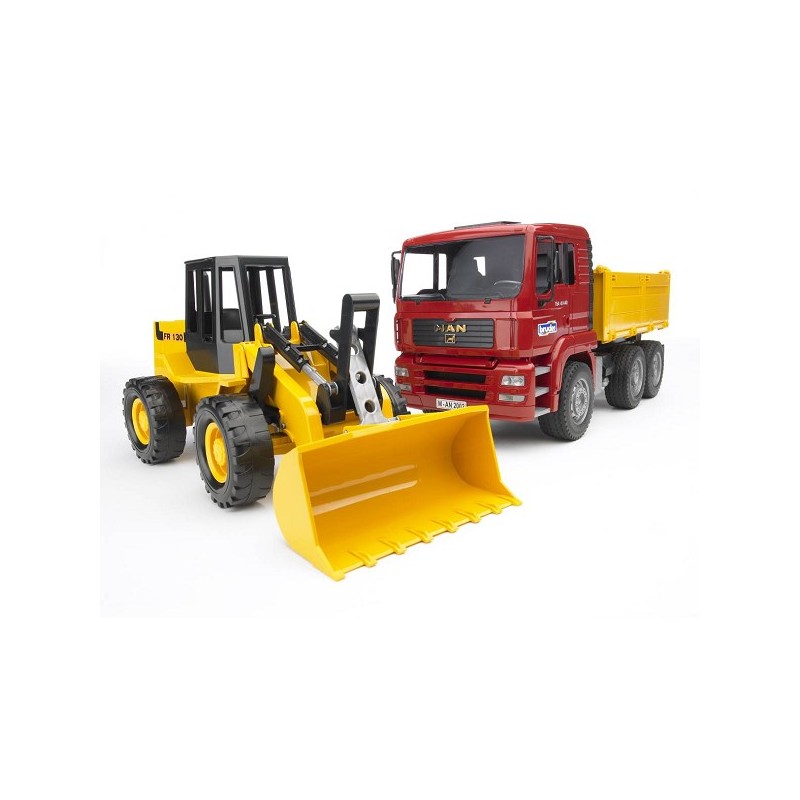 Camion-benne Bruder Man avec bulldozer