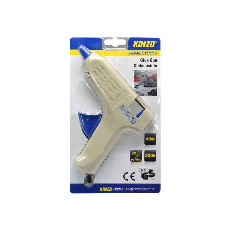 Pistolet à colle Kinzo 40W comprenant 2 bâtons de colle