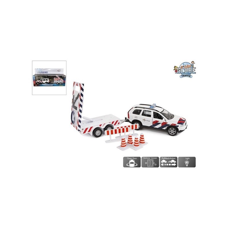 Kids Globe police Volvo XC90 avec camion flèche NL moulé sous pression pb avec lumière 29cm