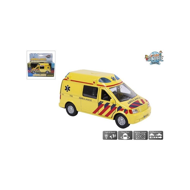 Kids Globe Ambulance NL moulé sous pression pb avec lumière et son 13cm