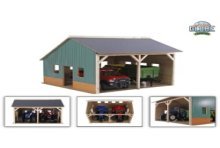 Hangar agricole Kids Globe pour 2 tracteurs 1:16 55x53x38cm (hors tracteurs)