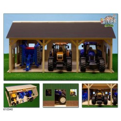 Hangar agricole bois pour 3 tracteurs 55x77,5x38 cm