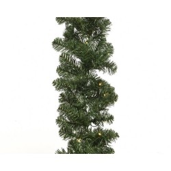 Guirlande de Noël impériale 270x25cm verte avec 50xLED lumière blanc chaud sur piles avec minuterie PVC