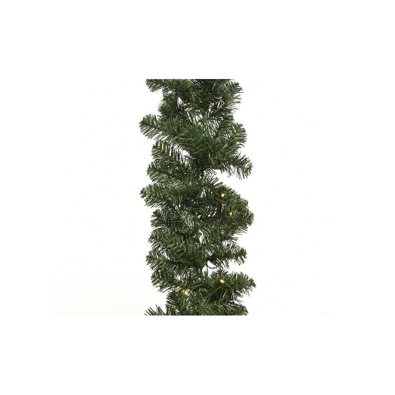 Guirlande de Noël impériale 270x25cm verte avec 50xLED lumière blanc chaud sur piles avec minuterie PVC