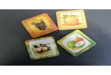 Dessous de verre en mousse imprimé fruits 9x9cm lot de 6 assortis