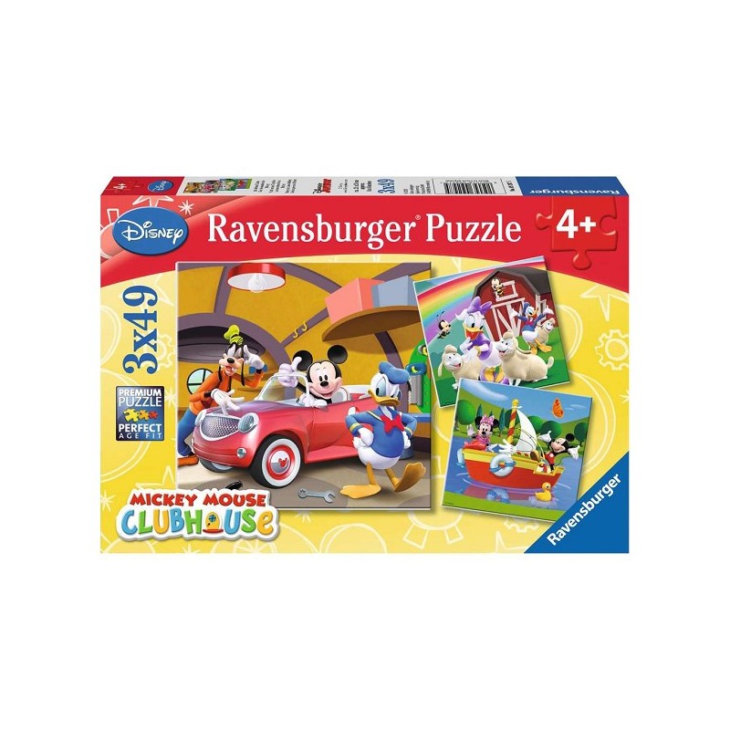 Ravensburger puzzel Disney Mickey Mouse - Drie puzzels - 49 stukjes - kinderpuzzel