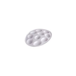 Faïence blanche coquille d'oeuf pour 10 oeufs 27x20cm