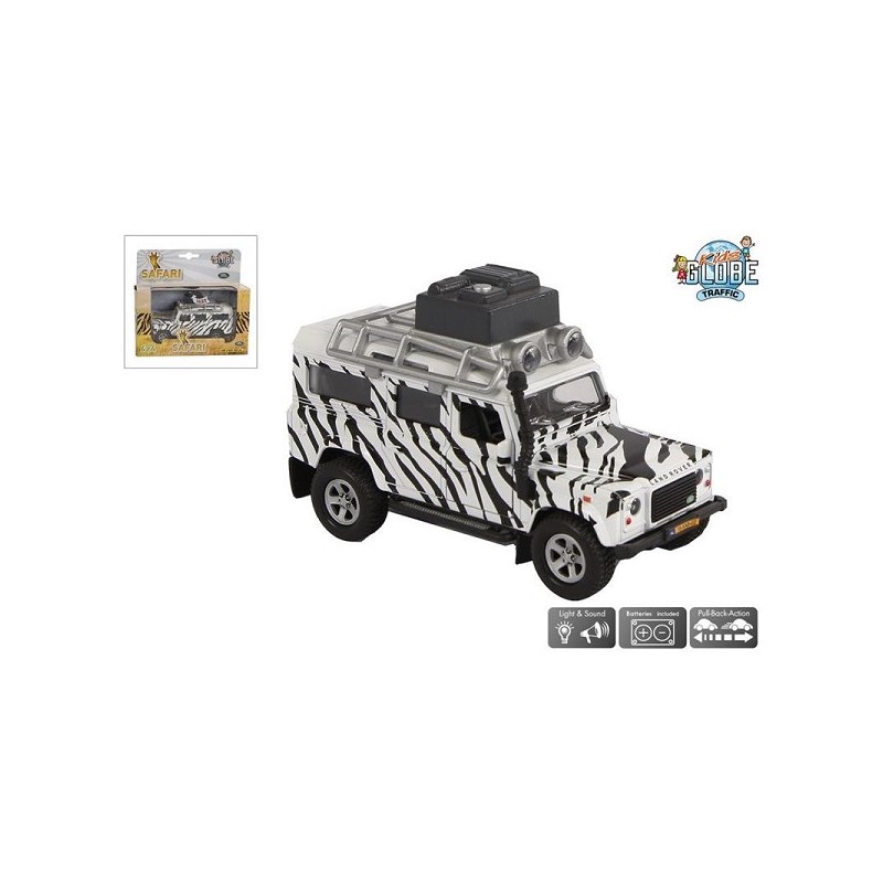 Kids Globe Land Rover safari die cast licht geluid pullback action 14cm