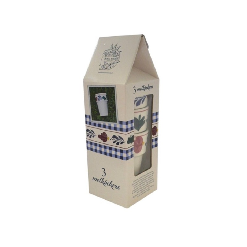 Boerenbont melkbeker Sonja set van 3 stk in melkpak verpakking 25cl