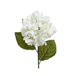 Hortensia en soie sur tige blanc/blanc