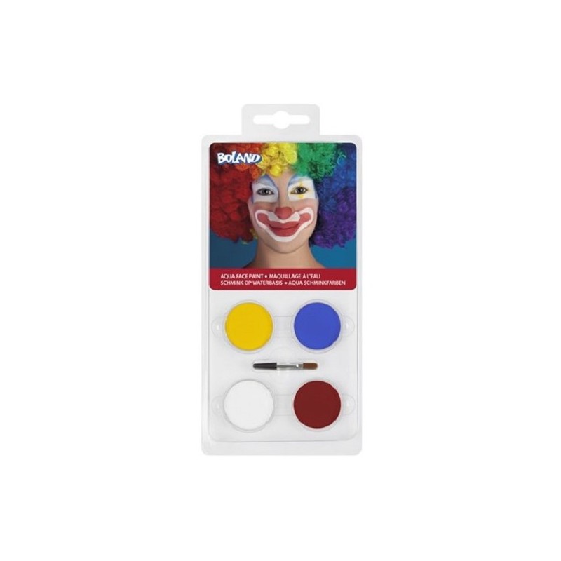 Set Palet schmink op waterbasis Clown (4 potjes en 1 applicator)
