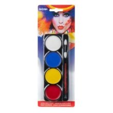 Set Palette de peinture pour le visage à base d'eau (4 pots, 1 applicateur et 1 pinceau)