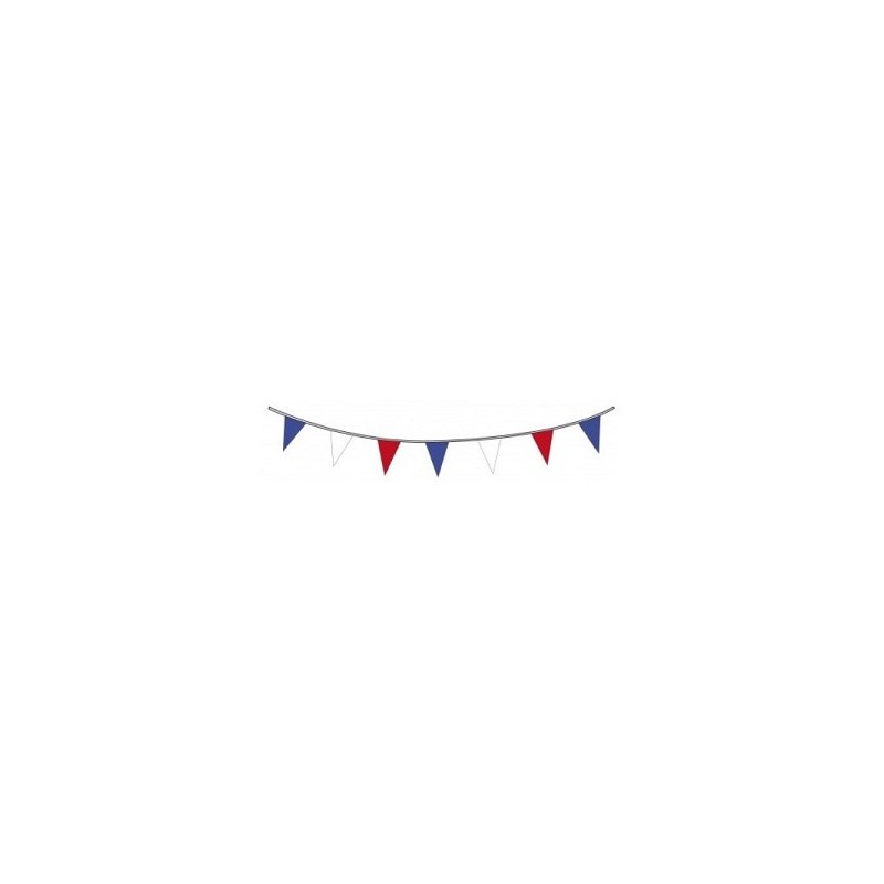 Ligne de drapeau plastique 10m rouge/blanc/bleu paquet de 10