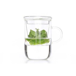 Tasse à thé avec filtre verre cl Ø 8cm hauteur : 12,5 cmContenu : 470 ml