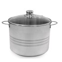 Marmite à soupe inox satiné 24 cm 8 litres avec couvercle en verre