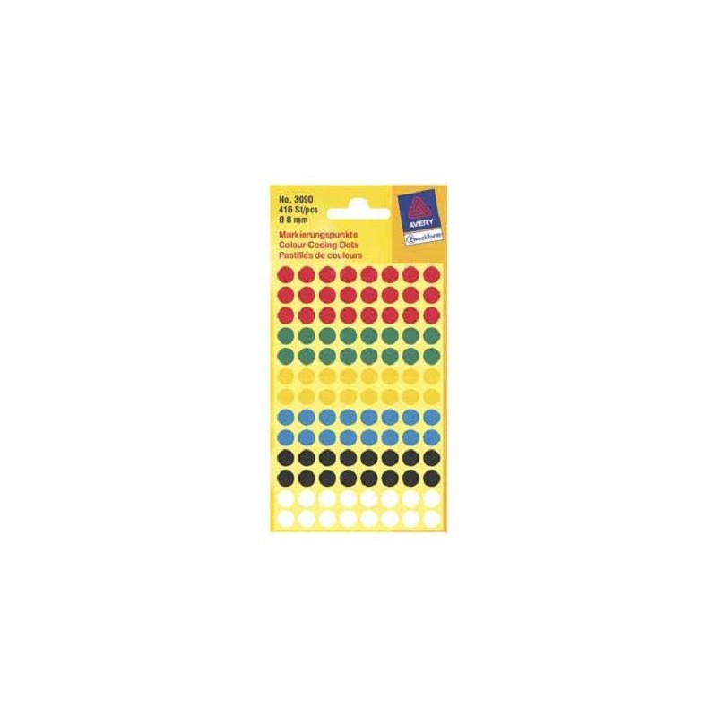 Etiket voor 8mm rond stickers, 416 stickers per pak, Bundel a 10 pakjes