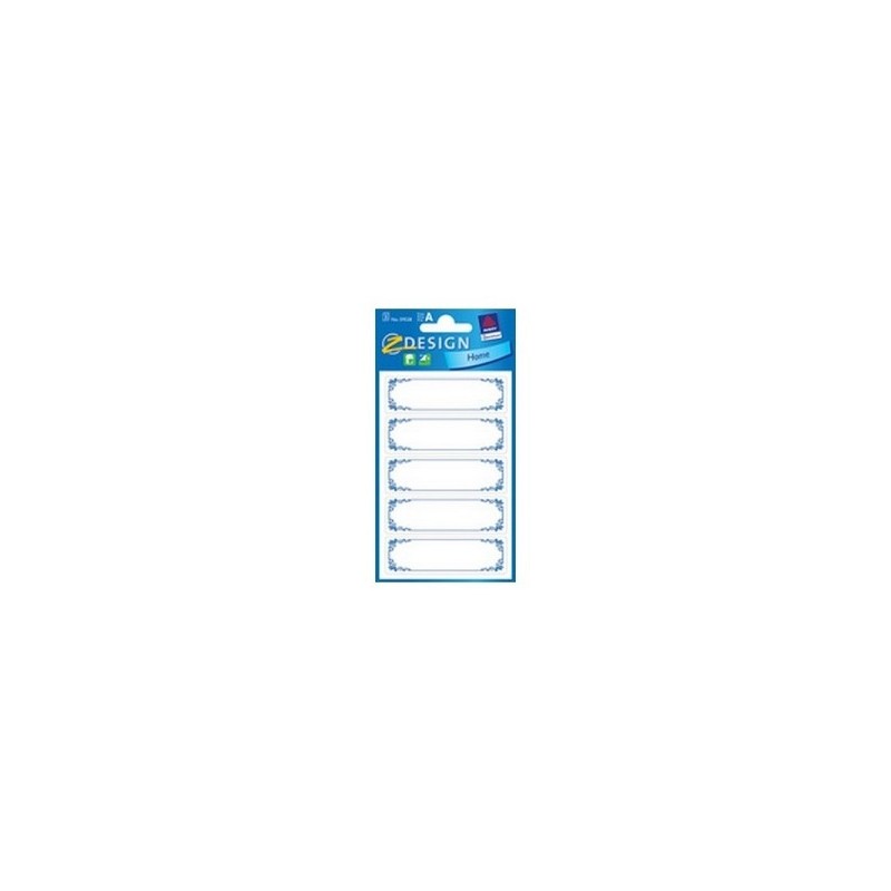 Huishoudetiket Z-design Home blauw gekaderd 12 stickers per pak, Bundel a 10 pakjes