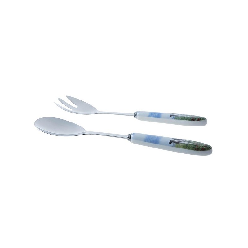 Wiebe van der Zee 2 pcs Couverts à salade 25,5cm porcelaine/acier inoxydable