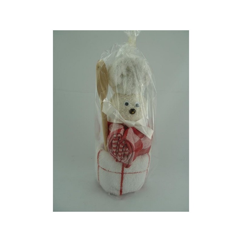 Keukendoek/theedoek/2 washandjes Kok rood