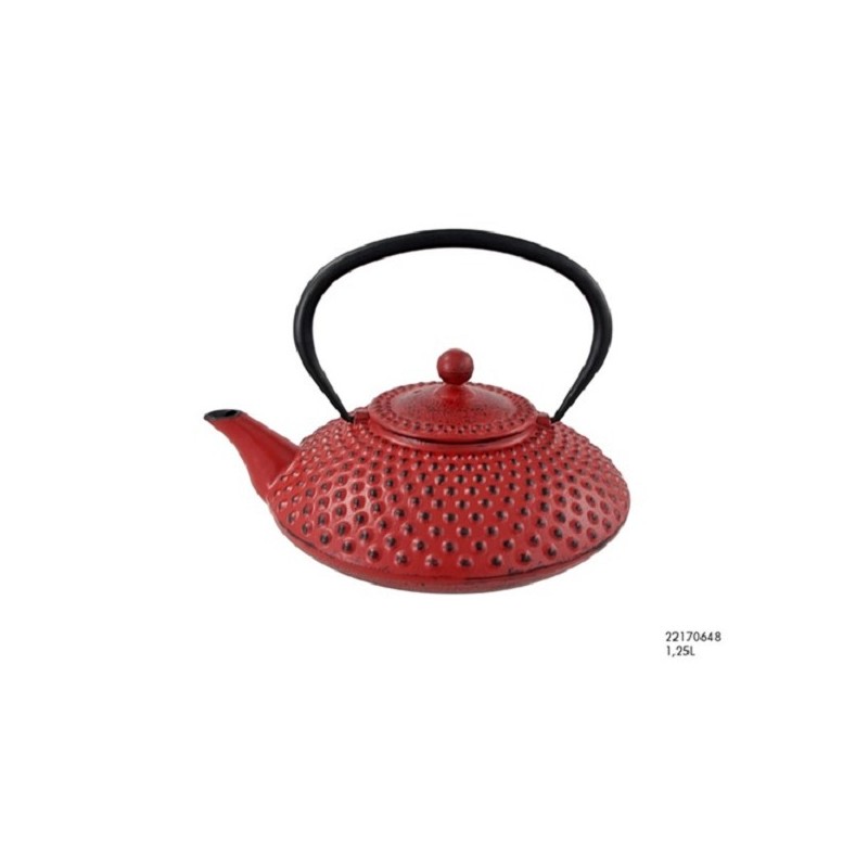 Theepot gietijzer 1,25L Rood