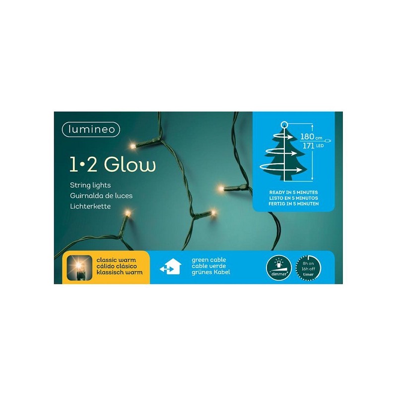 Lumineo éclairage de sapin de Noël 1-2 lueurs pour sapin de 180 cm 171 LED blanc chaud classique