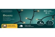 Lampes de riz LED Lumineo 6m 80 lumières blanc chaud