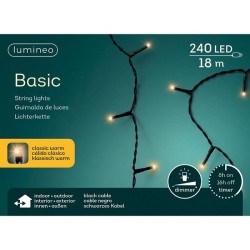 Lumineo LED strengverlichting 18m 240 Lampjes warmwit. Met 8-uurs timer en dimfunctie voor binnen en buiten