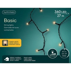 Guirlande lumineuse LED Lumineo 27m 360 lumières blanc chaud. Avec minuterie de 8 heures et fonction de gradation