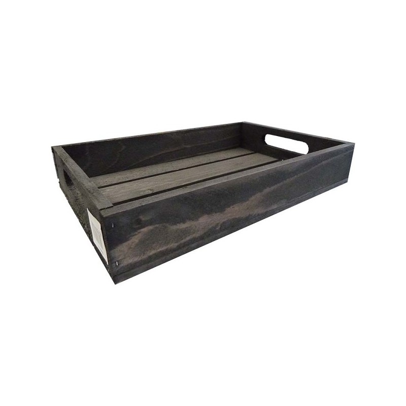 Kistje oud hout rechthoekig met greep 32x22x5cm
