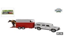 Kids Globe Land Rover avec remorque à chevaux moulé sous pression pb 26cm